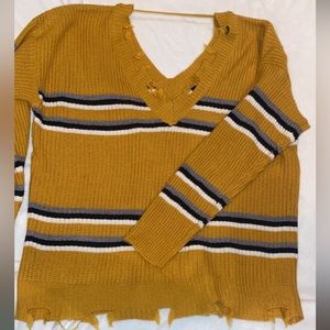 Womens size XL distressed striped sweater